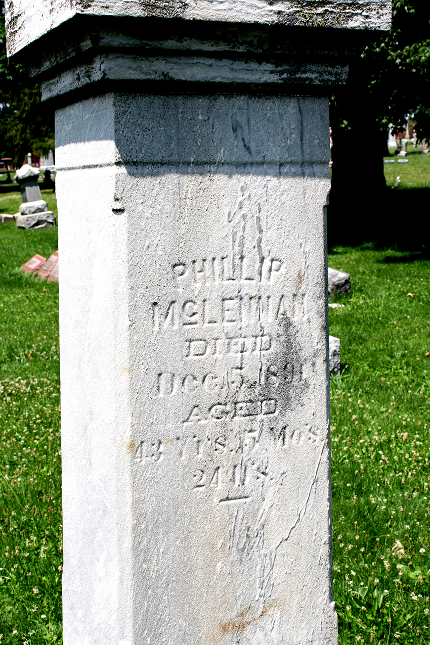 Photo of headstones/Phillip McLennan d1891 hdstn Mount Hope cem Ill